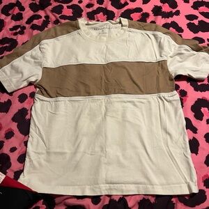 Aeropostale Tan and Cream Short Sleeve Tee